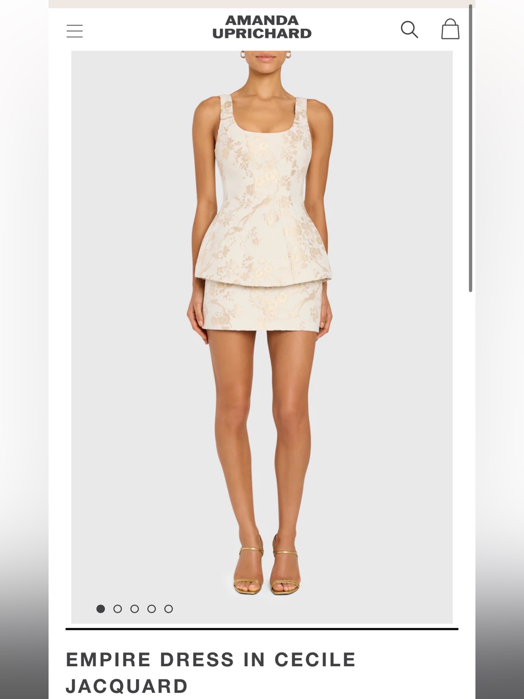 Amanda Uprichard Empire Dress In Cecile Cream Floral Peplum Skirt